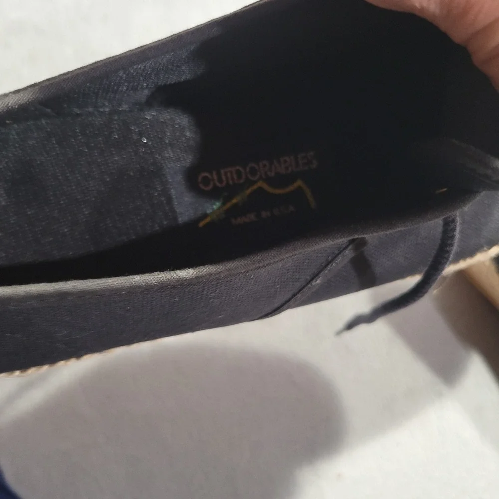 Outdorables Espadrille Wedge Womens 8 Black Canvas‎ Lace Up Pointed Toe Made USA